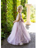 Rose Pink Sequin Tulle V Back Flower Girl Dress Rose Pink Sequin Tulle V Back Flower Girl Dress